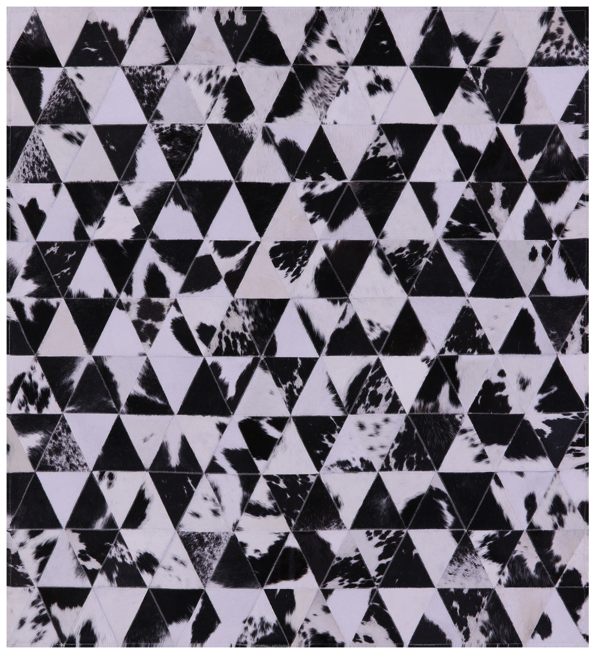 Black & White Natural Cowhide Hand Stitched Patchwork Rug - 4' 11" X 5' 5" - Golden Nile