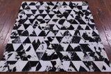 Black & White Natural Cowhide Hand Stitched Patchwork Rug - 4' 11" X 5' 5" - Golden Nile