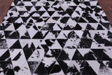 Black & White Natural Cowhide Hand Stitched Patchwork Rug - 4' 11" X 5' 5" - Golden Nile