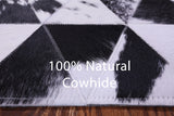 Black & White Natural Cowhide Hand Stitched Patchwork Rug - 4' 11" X 5' 5" - Golden Nile