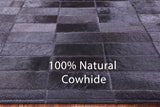 Black Brickwork Natural Cowhide Hand Stitched Patchwork Rug - 5' 3" X 6' 6" - Golden Nile