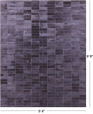 Black Brickwork Natural Cowhide Hand Stitched Patchwork Rug - 5' 3" X 6' 6" - Golden Nile