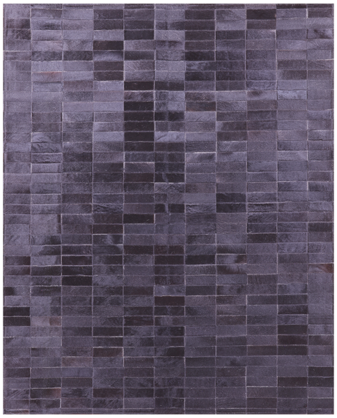 Black Brickwork Natural Cowhide Hand Stitched Patchwork Rug - 5' 3" X 6' 6" - Golden Nile