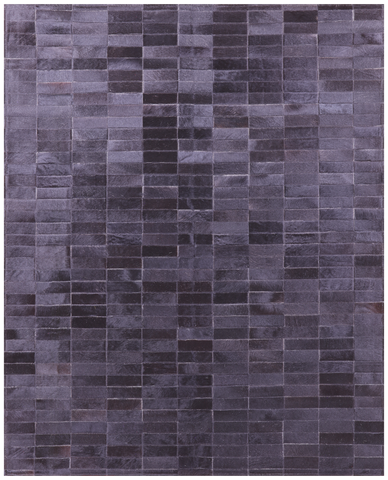 Black Brickwork Natural Cowhide Hand Stitched Patchwork Rug - 5' 3