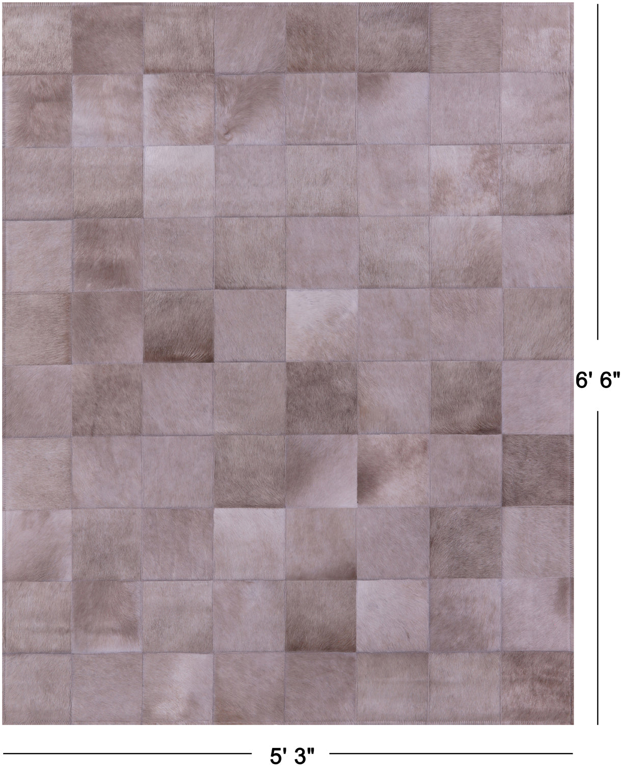 Light Brown Natural Cowhide Hand Stitched Patchwork Rug - 5' 3" X 6' 6" - Golden Nile
