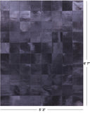 Black Natural Cowhide Hand Stitched Patchwork Rug - 5' 3" X 6' 7" - Golden Nile