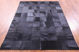 Black Natural Cowhide Hand Stitched Patchwork Rug - 5' 3" X 6' 7" - Golden Nile