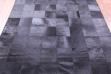 Black Natural Cowhide Hand Stitched Patchwork Rug - 5' 3" X 6' 7" - Golden Nile