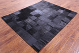 Black Natural Cowhide Hand Stitched Patchwork Rug - 5' 3" X 6' 7" - Golden Nile