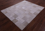 White Natural Cowhide Hand Stitched Patchwork Rug - 5' 3" X 6' 6" - Golden Nile