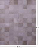 White Natural Cowhide Hand Stitched Patchwork Rug - 5' 3" X 6' 6" - Golden Nile