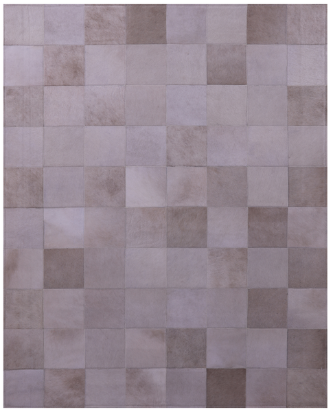 White Natural Cowhide Hand Stitched Patchwork Rug - 5' 3" X 6' 6" - Golden Nile