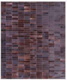 Brown Brickwork Natural Cowhide Hand Stitched Patchwork Rug - 5' 4" X 6' 7" - Golden Nile