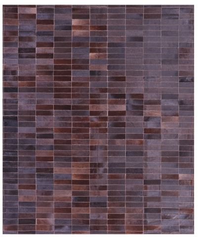 Brown Brickwork Natural Cowhide Hand Stitched Patchwork Rug - 5' 4