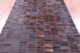 Brown Brickwork Natural Cowhide Hand Stitched Patchwork Rug - 5' 4" X 6' 7" - Golden Nile