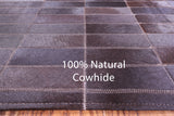 Brown Brickwork Natural Cowhide Hand Stitched Patchwork Rug - 5' 4" X 6' 7" - Golden Nile