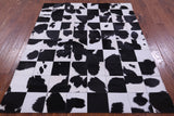 Black & White Natural Cowhide Hand Stitched Patchwork Rug - 5' 3" X 6' 7" - Golden Nile