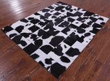 Black & White Natural Cowhide Hand Stitched Patchwork Rug - 5' 3" X 6' 7" - Golden Nile