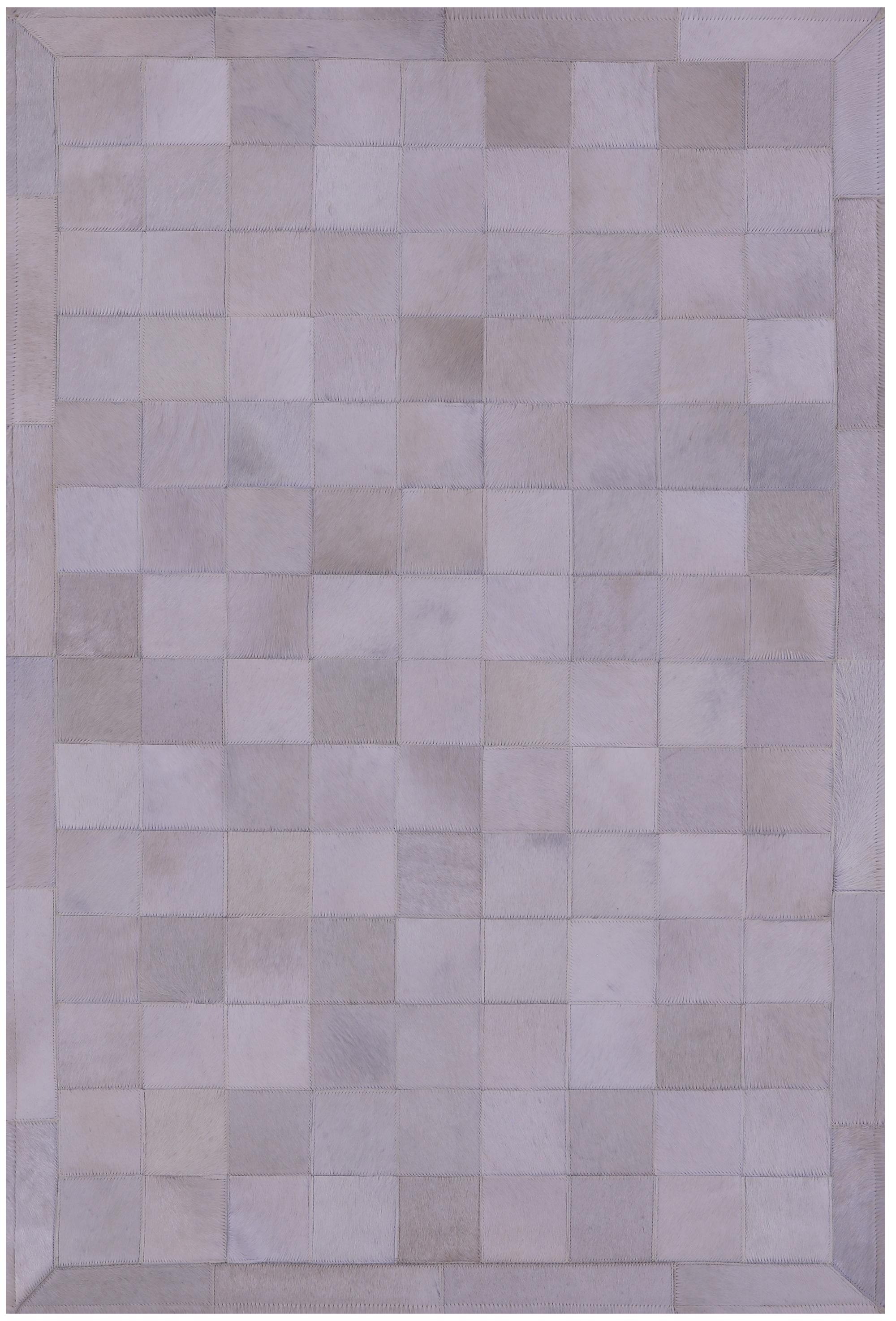 White Natural Cowhide Hand Stitched Patchwork Rug - 3' 4" X 5' 0" - Golden Nile