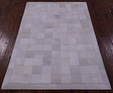 White Natural Cowhide Hand Stitched Patchwork Rug - 3' 4" X 5' 0" - Golden Nile