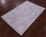 White Natural Cowhide Hand Stitched Patchwork Rug - 3' 4" X 5' 0" - Golden Nile