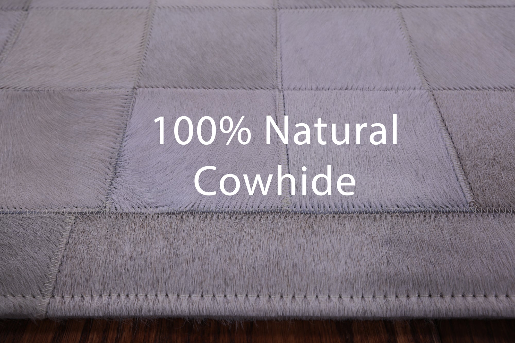 White Natural Cowhide Hand Stitched Patchwork Rug - 3' 4" X 5' 0" - Golden Nile
