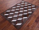 Brown & White Natural Cowhide Hand Stitched Patchwork Rug - 3' 2" X 5' 0" - Golden Nile