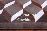 Brown & White Natural Cowhide Hand Stitched Patchwork Rug - 3' 2" X 5' 0" - Golden Nile