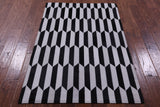 Black & White Natural Cowhide Hand Stitched Patchwork Rug - 3' 4" X 5' 0" - Golden Nile