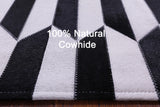 Black & White Natural Cowhide Hand Stitched Patchwork Rug - 3' 4" X 5' 0" - Golden Nile