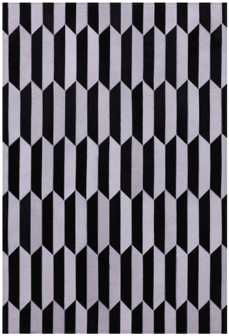 Black & White Natural Cowhide Hand Stitched Patchwork Rug - 3' 4