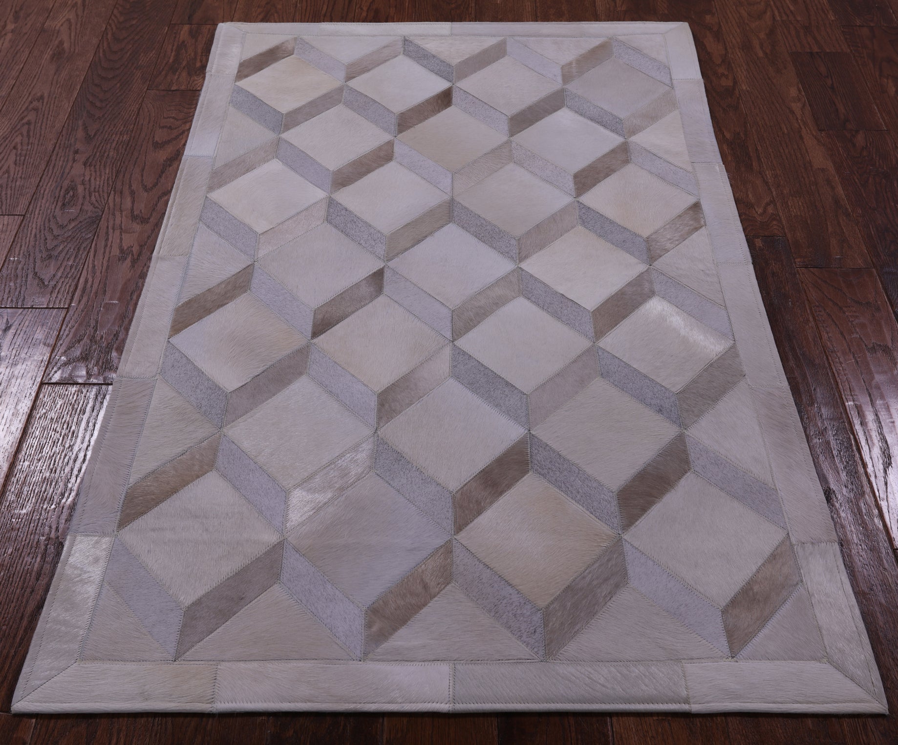 Brown Natural Cowhide Hand Stitched Patchwork Rug - 3' 3" X 5' 0" - Golden Nile