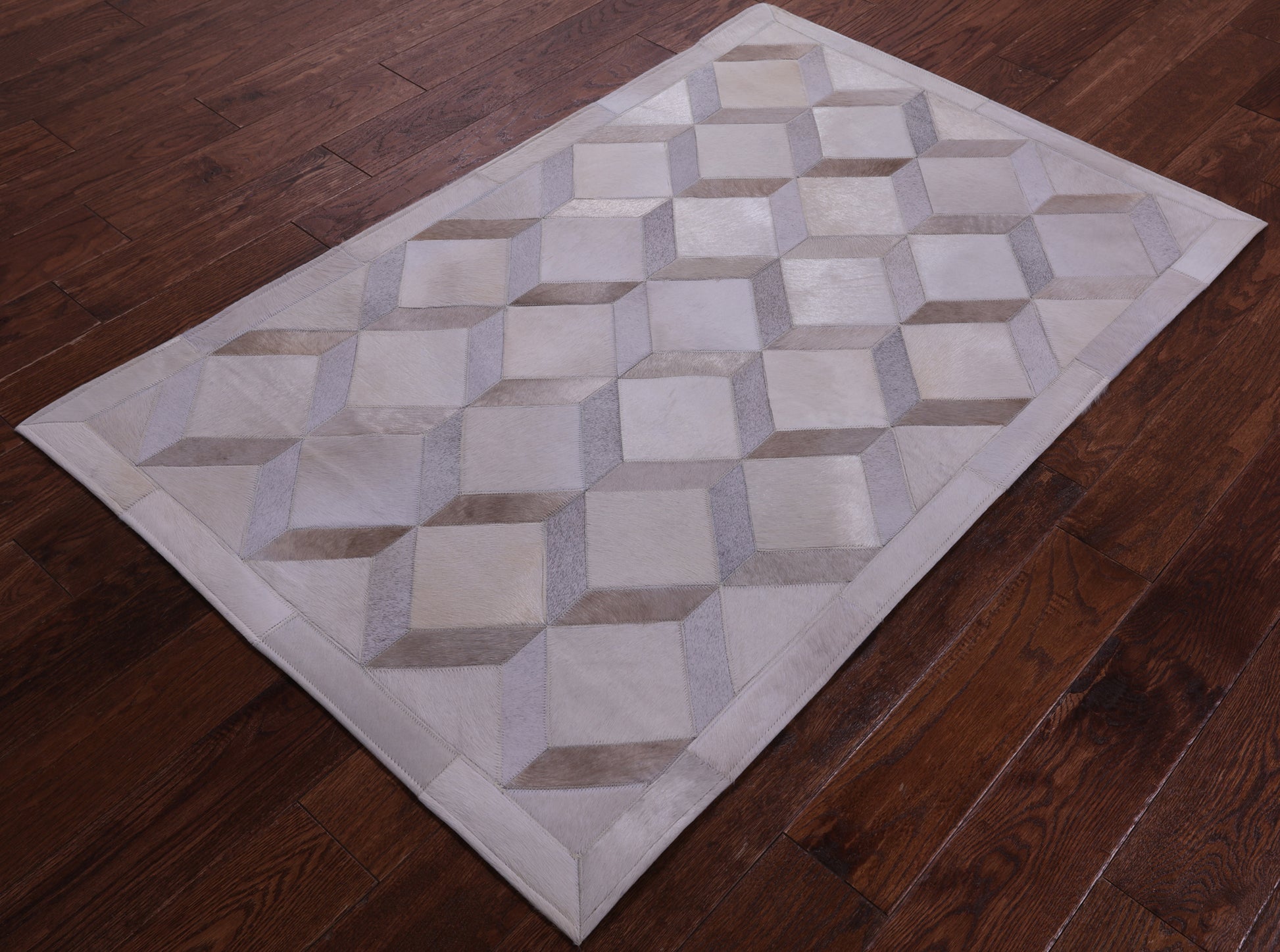 Brown Natural Cowhide Hand Stitched Patchwork Rug - 3' 3" X 5' 0" - Golden Nile