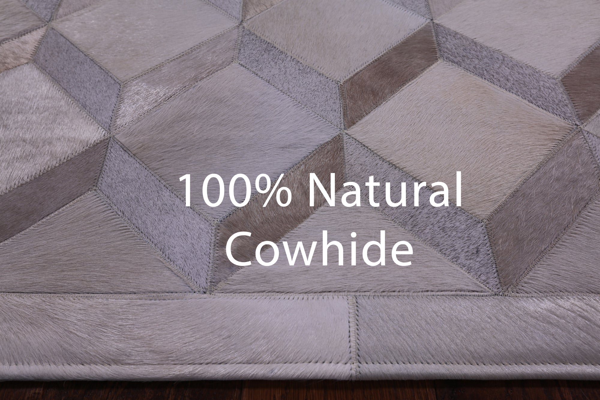 Brown Natural Cowhide Hand Stitched Patchwork Rug - 3' 3" X 5' 0" - Golden Nile