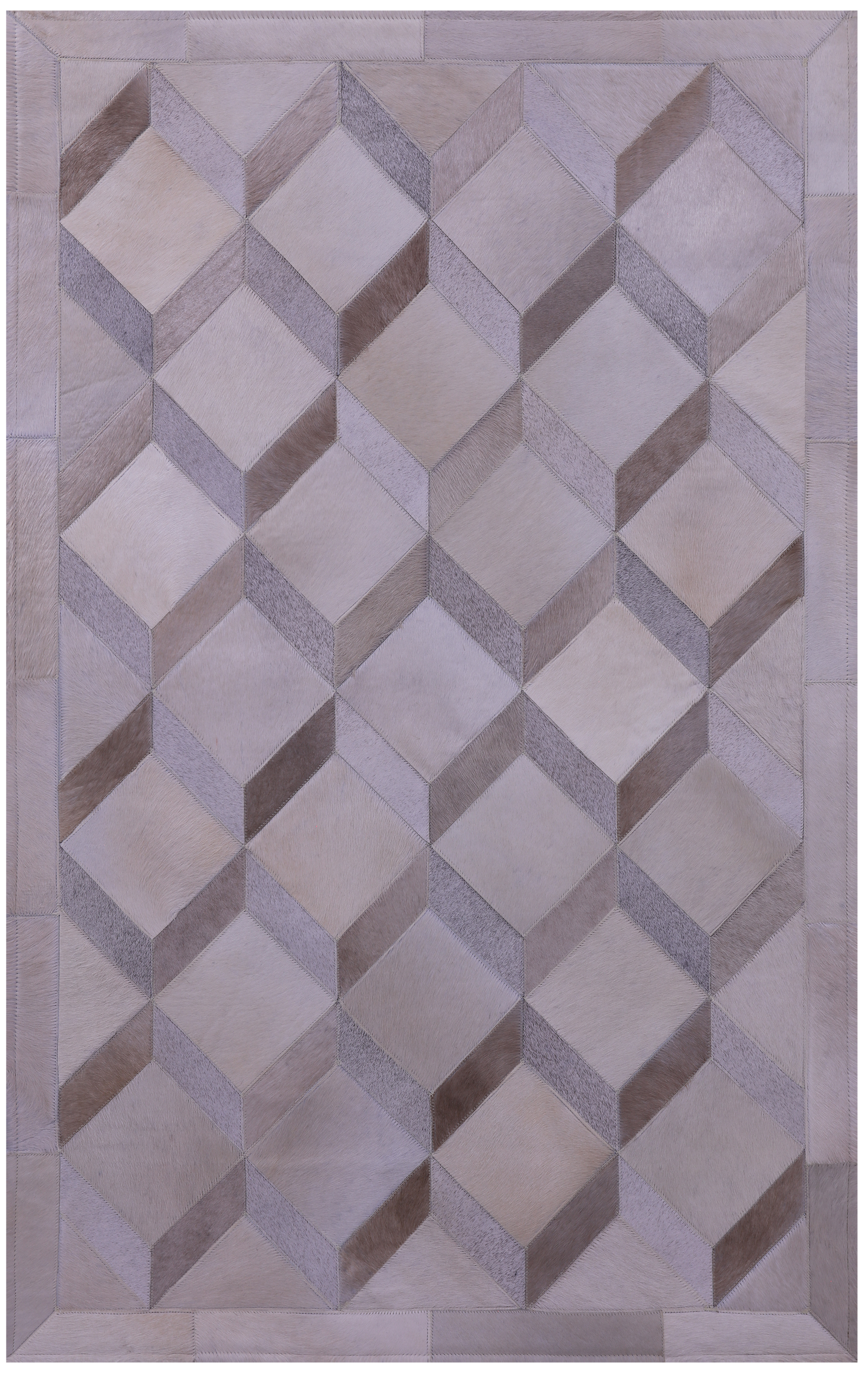 Brown Natural Cowhide Hand Stitched Patchwork Rug - 3' 3" X 5' 0" - Golden Nile
