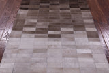 Brown & White Gradient Brickwork Natural Cowhide Hand Stitched Patchwork Rug - 3' 3" X 5' 0" - Golden Nile