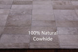 Brown & White Gradient Brickwork Natural Cowhide Hand Stitched Patchwork Rug - 3' 3" X 5' 0" - Golden Nile