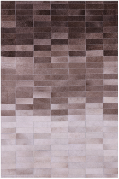 Brown & White Gradient Brickwork Natural Cowhide Hand Stitched Patchwork Rug - 3' 3" X 5' 0" - Golden Nile