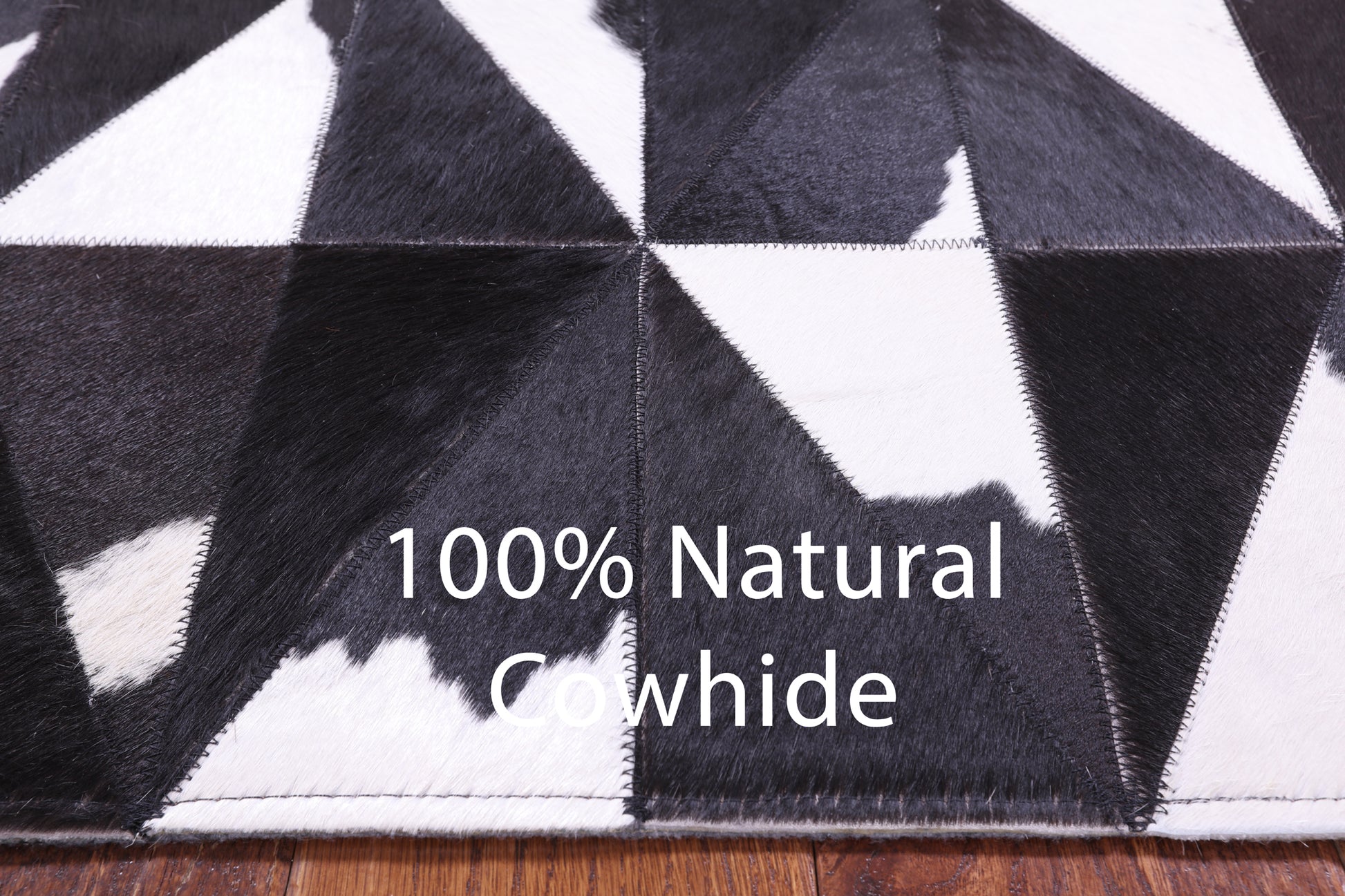 Black & White Gradient Brickwork Natural Cowhide Hand Stitched Patchwork Rug - 3' 3" X 5' 0" - Golden Nile