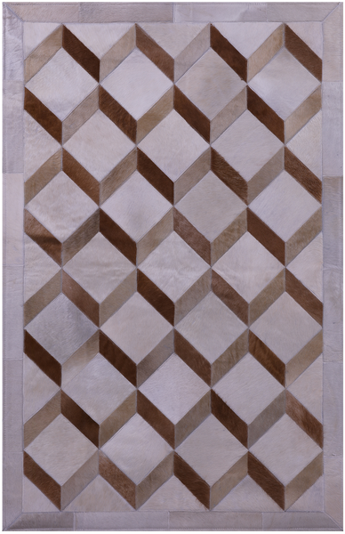 Brown Natural Cowhide Hand Stitched Patchwork Rug - 3' 3" X 5' 0" - Golden Nile
