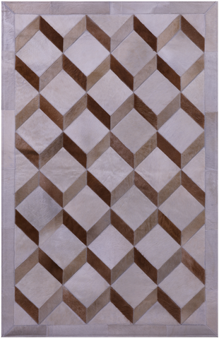 Brown Natural Cowhide Hand Stitched Patchwork Rug - 3' 3
