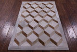 Brown Natural Cowhide Hand Stitched Patchwork Rug - 3' 3" X 5' 0" - Golden Nile