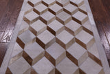 Brown Natural Cowhide Hand Stitched Patchwork Rug - 3' 3" X 5' 0" - Golden Nile