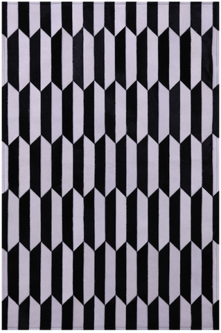 Black & White Natural Cowhide Hand Stitched Patchwork Rug - 3' 3