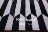 Black & White Natural Cowhide Hand Stitched Patchwork Rug - 3' 3" X 5' 0" - Golden Nile