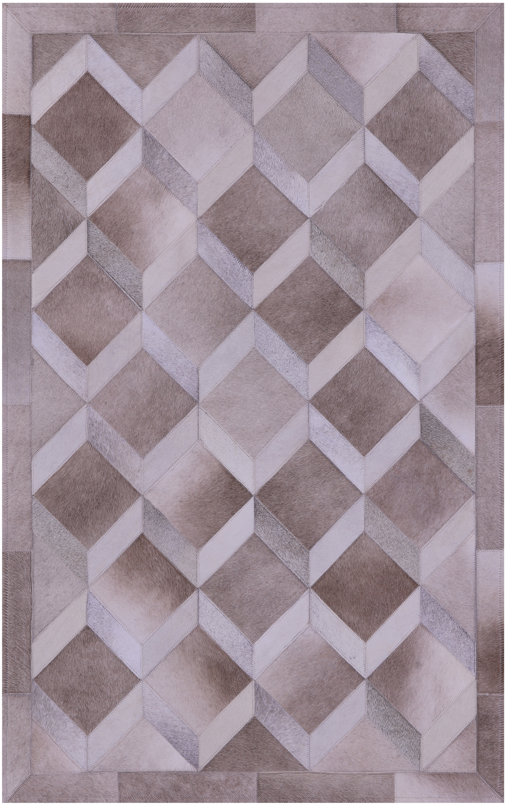 Brown Natural Cowhide Hand Stitched Patchwork Rug - 3' 3" X 5' 0" - Golden Nile
