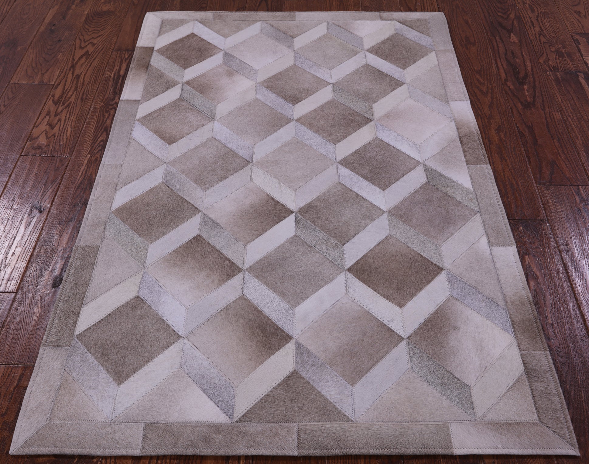 Brown Natural Cowhide Hand Stitched Patchwork Rug - 3' 3" X 5' 0" - Golden Nile