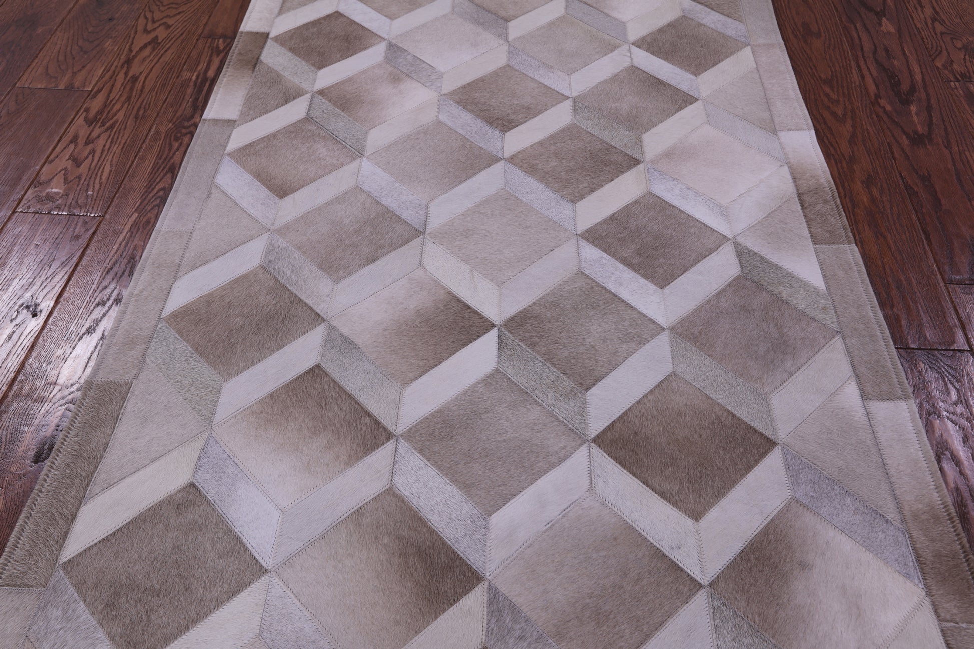 Brown Natural Cowhide Hand Stitched Patchwork Rug - 3' 3" X 5' 0" - Golden Nile
