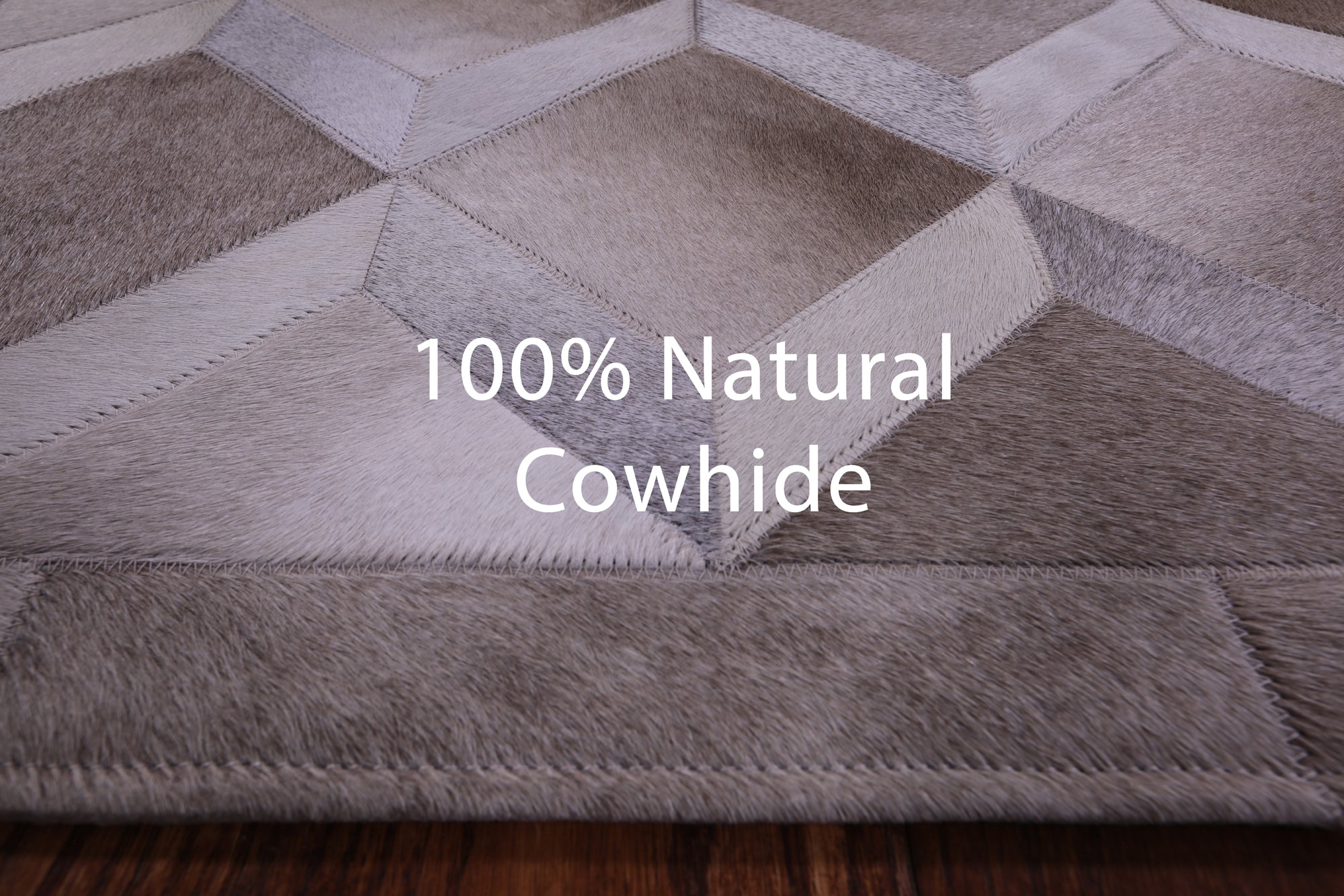 Brown Natural Cowhide Hand Stitched Patchwork Rug - 3' 3" X 5' 0" - Golden Nile