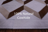 Brown & White Natural Cowhide Hand Stitched Patchwork Rug - 3' 3" X 5' 0" - Golden Nile
